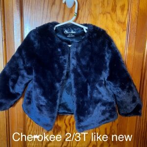 Cherokee Kids Faux Fur Coat - Dark Blue